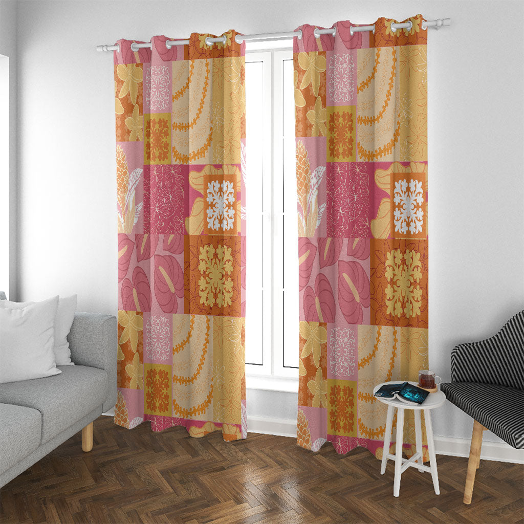 Aloha Hawaii Quilt Floral Patchwork Style Window Curtain LT14 With Grommets Multicolor - Polynesian Pride