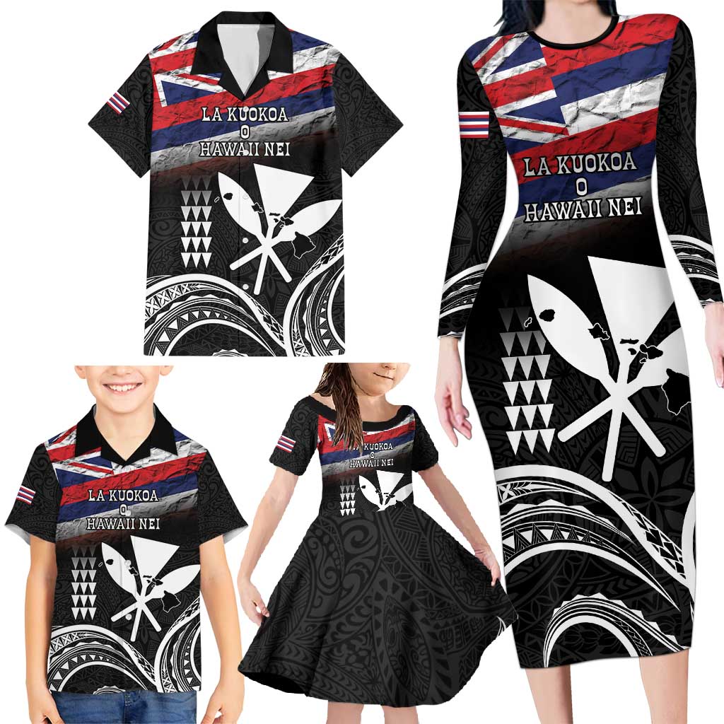 Hawaii Independence Day Family Matching Long Sleeve Bodycon Dress and Hawaiian Shirt La Kuokoa - Happy 28th November