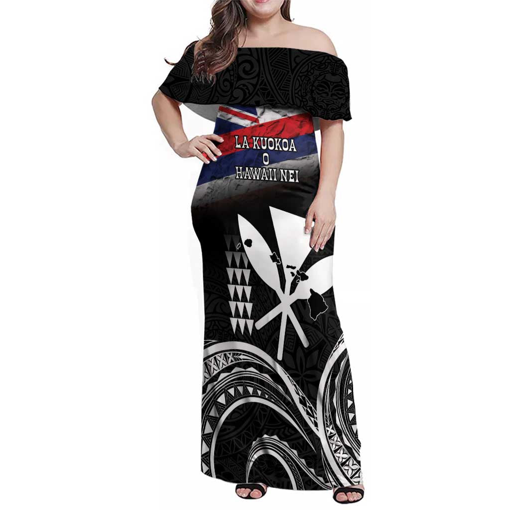 Hawaii Independence Day Family Matching Off Shoulder Maxi Dress and Hawaiian Shirt La Kuokoa - Happy 28th November