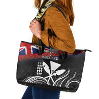 Hawaii Independence Day Leather Tote Bag La Kuokoa - Happy 28th November LT14 Black - Polynesian Pride