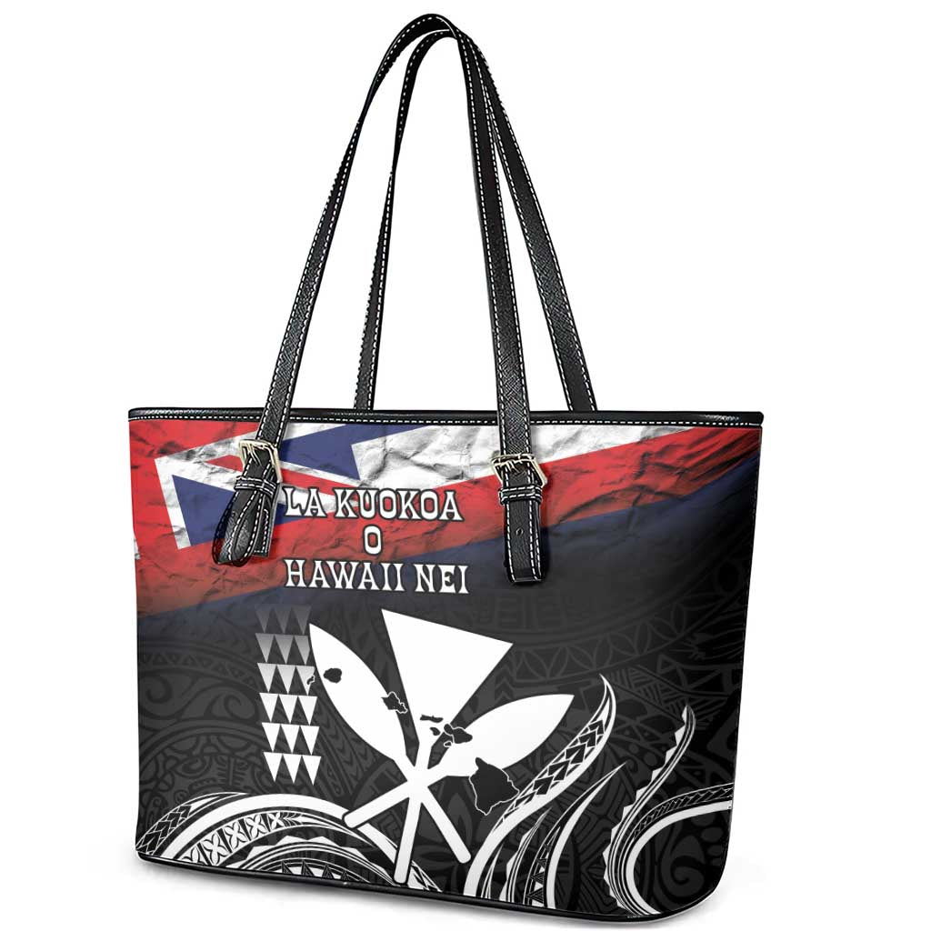 Hawaii Independence Day Leather Tote Bag La Kuokoa - Happy 28th November LT14 - Polynesian Pride