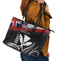 Hawaii Independence Day Leather Tote Bag La Kuokoa - Happy 28th November LT14 - Polynesian Pride