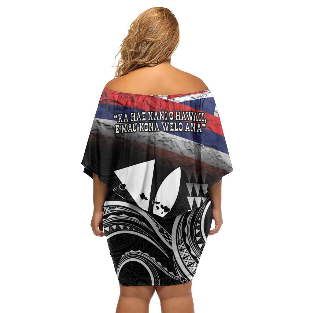 Hawaii Independence Day Off Shoulder Short Dress La Kuokoa - Happy 28th November LT14 - Polynesian Pride