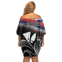 Hawaii Independence Day Off Shoulder Short Dress La Kuokoa - Happy 28th November LT14 - Polynesian Pride