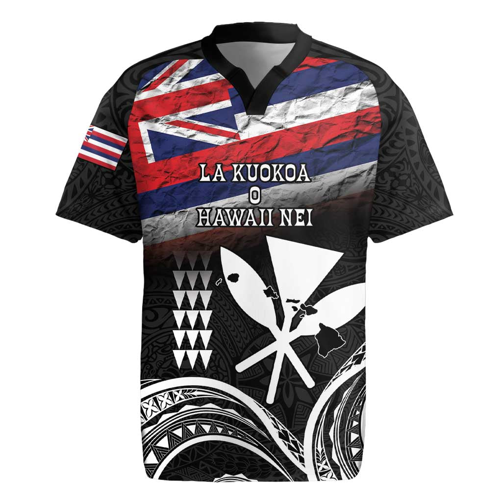 Hawaii Independence Day Rugby Jersey La Kuokoa - Happy 28th November LT14 Black - Polynesian Pride