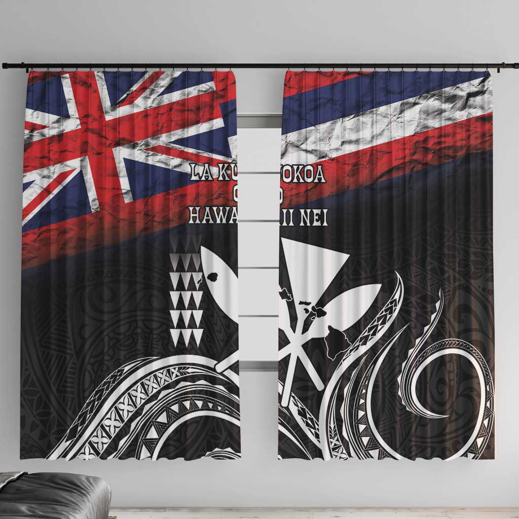 Hawaii Independence Day Window Curtain La Kuokoa - Happy 28th November LT14 With Hooks Black - Polynesian Pride