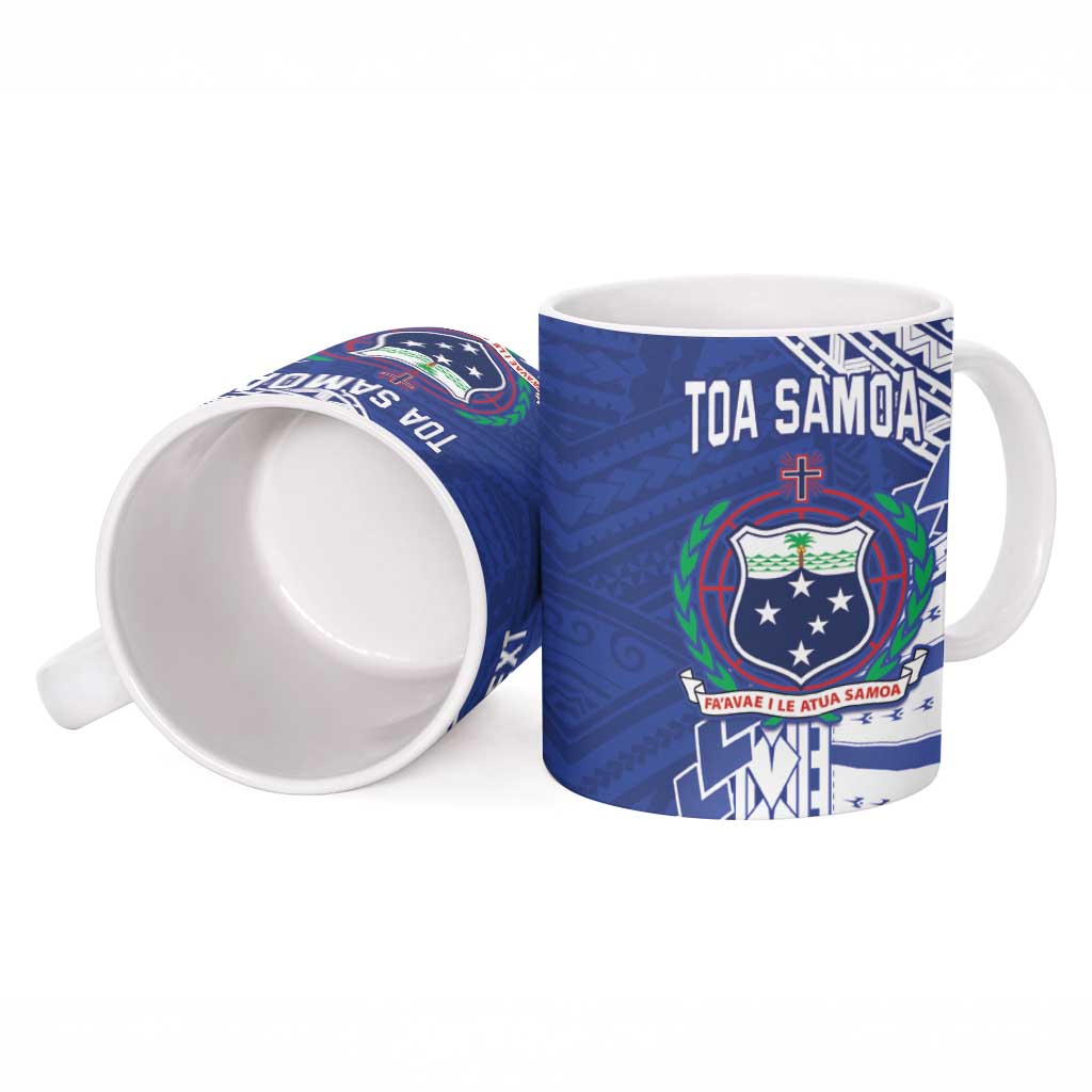Toa Samoa Rugby Custom Ceramic Mug Go Champions Pacific Samoan Pattern - Polynesian Pride