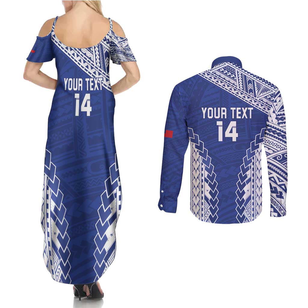 Toa Samoa Rugby Custom Couples Matching Summer Maxi Dress and Long Sleeve Button Shirt Go Champions Pacific Samoan Pattern - Polynesian Pride