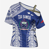 Toa Samoa Rugby Custom Cross Shoulder Shirt Go Champions Pacific Samoan Pattern - Polynesian Pride