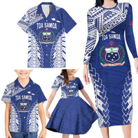 Toa Samoa Rugby Custom Family Matching Long Sleeve Bodycon Dress and Hawaiian Shirt Go Champions Pacific Samoan Pattern - Polynesian Pride