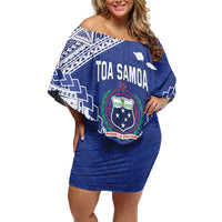 Toa Samoa Rugby Custom Family Matching Off Shoulder Short Dress and Hawaiian Shirt Go Champions Pacific Samoan Pattern - Polynesian Pride
