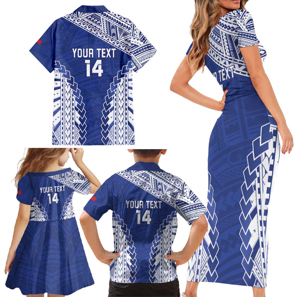 Toa Samoa Rugby Custom Family Matching Short Sleeve Bodycon Dress and Hawaiian Shirt Go Champions Pacific Samoan Pattern - Polynesian Pride