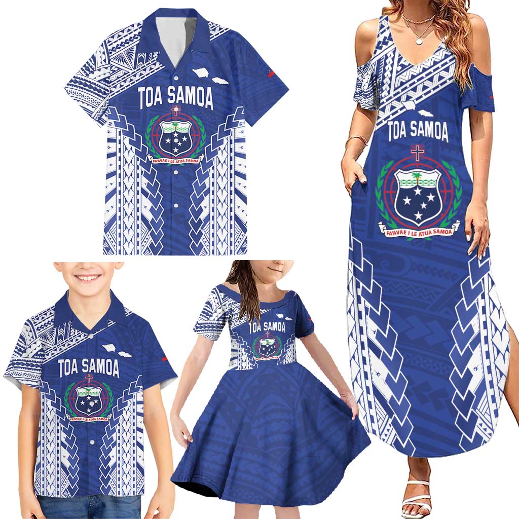 Toa Samoa Rugby Custom Family Matching Summer Maxi Dress and Hawaiian Shirt Go Champions Pacific Samoan Pattern - Polynesian Pride