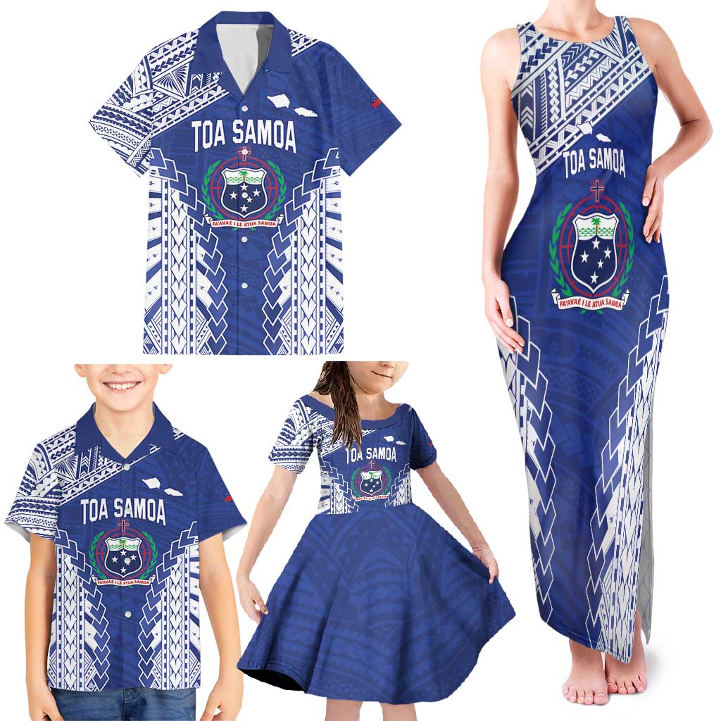 Toa Samoa Rugby Custom Family Matching Tank Maxi Dress and Hawaiian Shirt Go Champions Pacific Samoan Pattern - Polynesian Pride
