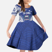 Toa Samoa Rugby Custom Kid Short Sleeve Dress Go Champions Pacific Samoan Pattern - Polynesian Pride