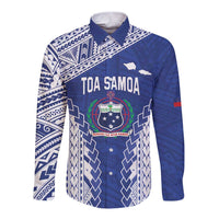 Toa Samoa Rugby Custom Long Sleeve Button Shirt Go Champions Pacific Samoan Pattern - Polynesian Pride
