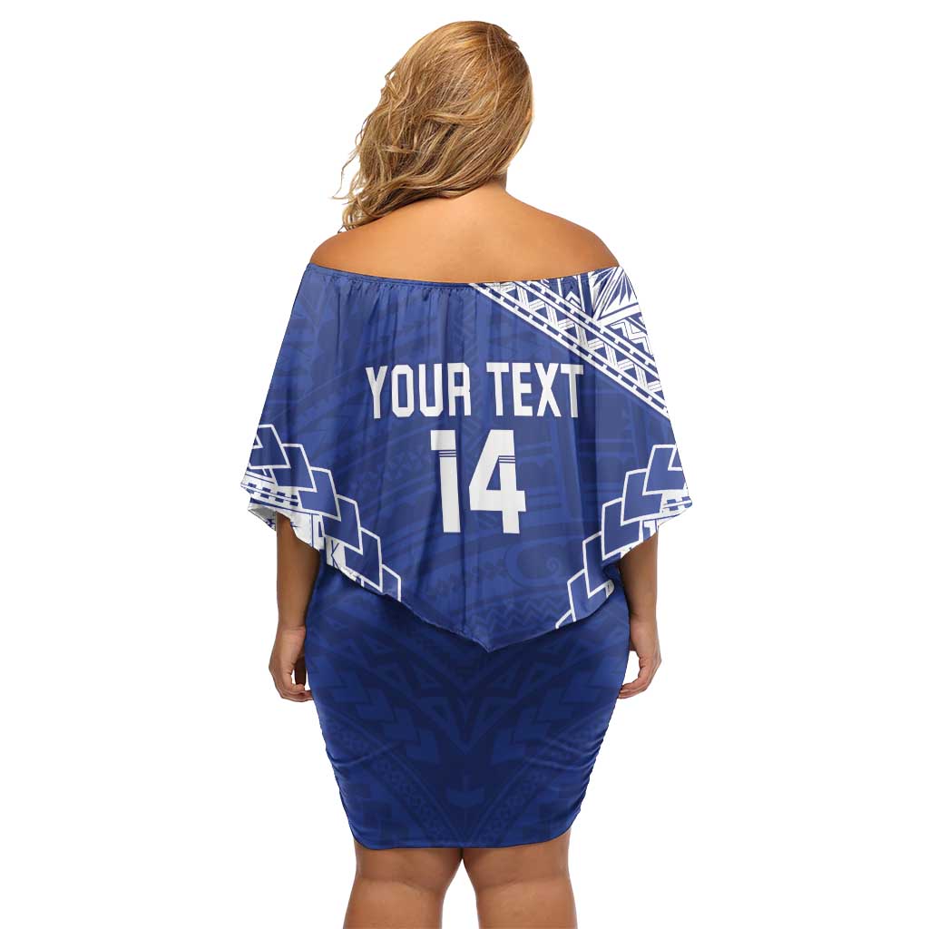Toa Samoa Rugby Custom Off Shoulder Short Dress Go Champions Pacific Samoan Pattern - Polynesian Pride