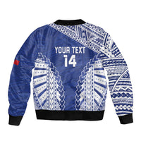 Toa Samoa Rugby Custom Sleeve Zip Bomber Jacket Go Champions Pacific Samoan Pattern - Polynesian Pride
