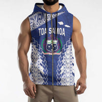 Toa Samoa Rugby Custom Sleeveless Zip Hoodie Go Champions Pacific Samoan Pattern - Polynesian Pride