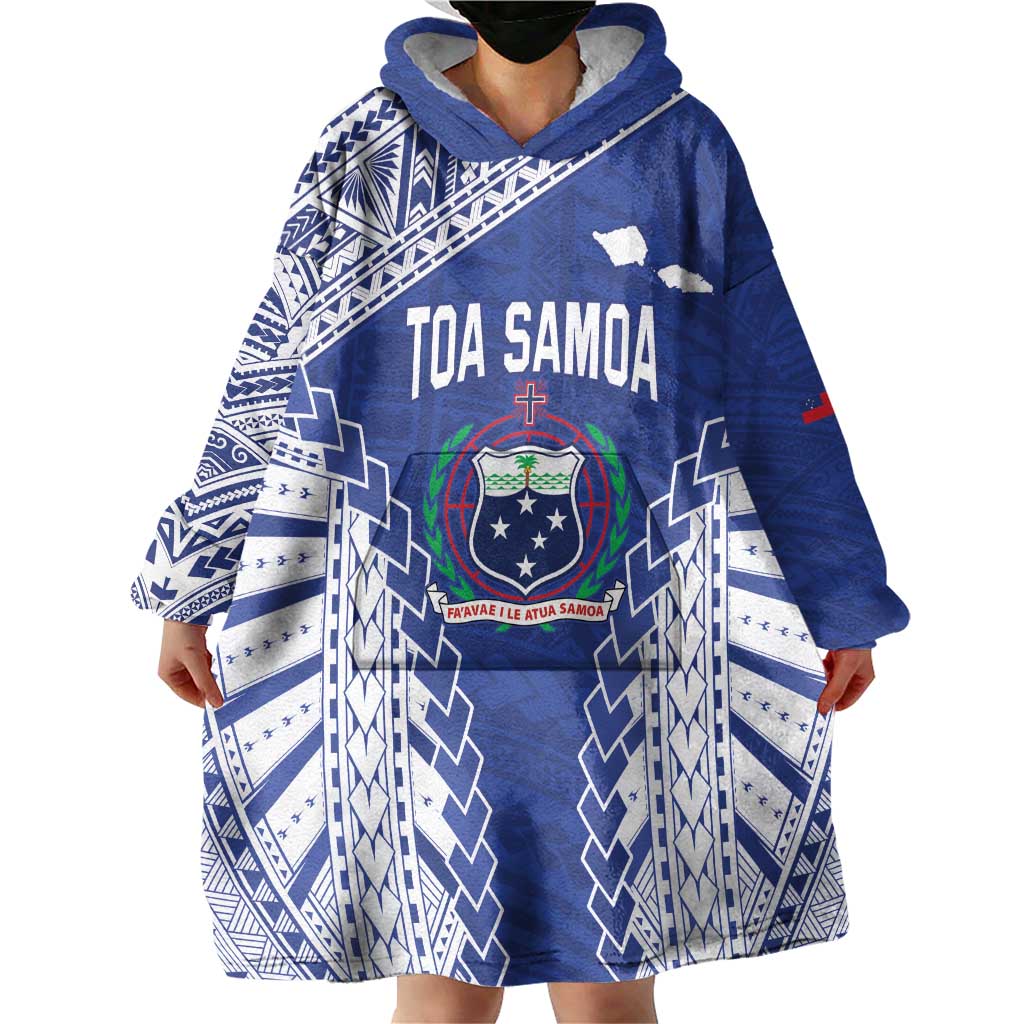 Toa Samoa Rugby Custom Wearable Blanket Hoodie Go Champions Pacific Samoan Pattern - Polynesian Pride