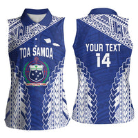 Toa Samoa Rugby Custom Women Sleeveless Polo Shirt Go Champions Pacific Samoan Pattern - Polynesian Pride