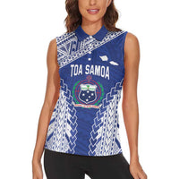 Toa Samoa Rugby Custom Women Sleeveless Polo Shirt Go Champions Pacific Samoan Pattern - Polynesian Pride