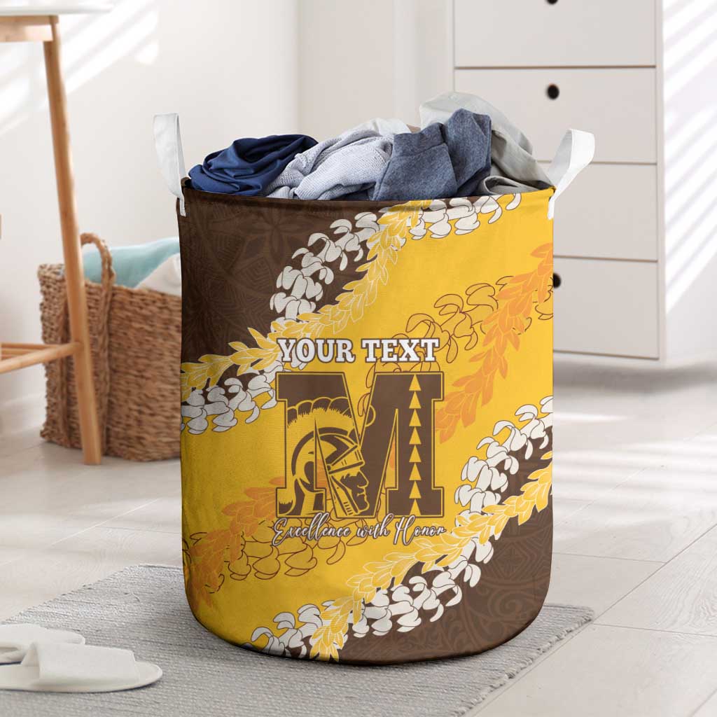 Personalized Mililani Hawaii High School Laundry Basket Puakenikeni Lei Hawaiian Pattern LT14 Yellow - Polynesian Pride