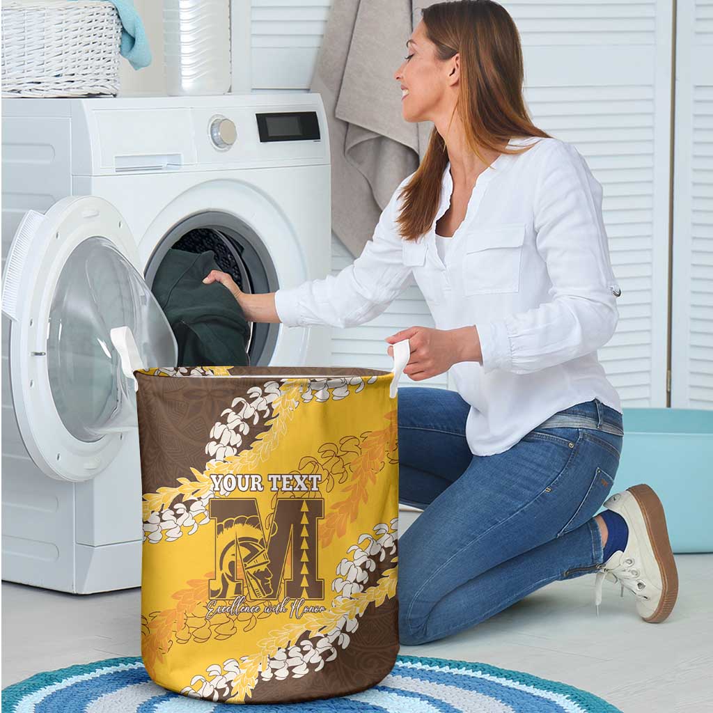 Personalized Mililani Hawaii High School Laundry Basket Puakenikeni Lei Hawaiian Pattern LT14 - Polynesian Pride