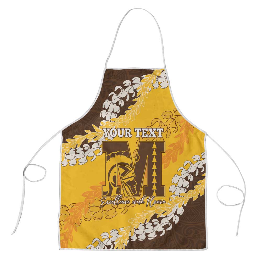 Personalized Mililani Hawaii High School Apron Puakenikeni Lei Hawaiian Pattern LT14 Yellow - Polynesian Pride