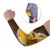 Personalized Mililani Hawaii High School Arm Sleeves Puakenikeni Lei Hawaiian Pattern LT14 Set of 2 Yellow - Polynesian Pride