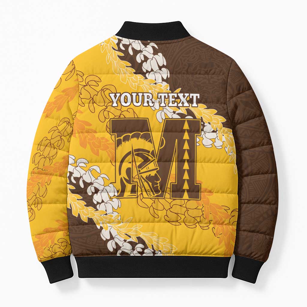 Personalized Mililani Hawaii High School Bomber Puffer Jacket Puakenikeni Lei Hawaiian Pattern LT14 - Polynesian Pride