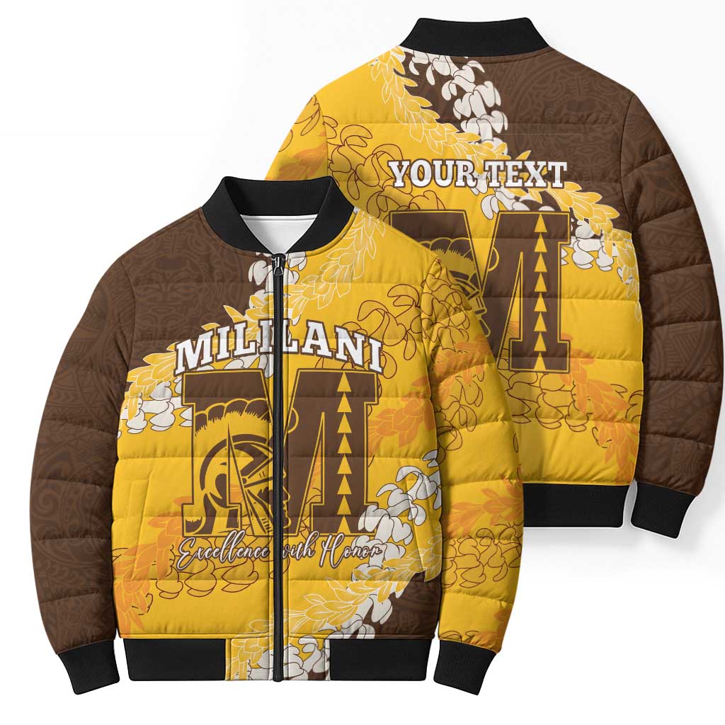 Personalized Mililani Hawaii High School Bomber Puffer Jacket Puakenikeni Lei Hawaiian Pattern LT14 - Polynesian Pride