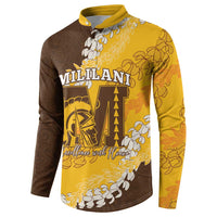 Personalized Mililani Hawaii High School Button Sweatshirt Puakenikeni Lei Hawaiian Pattern - Polynesian Pride