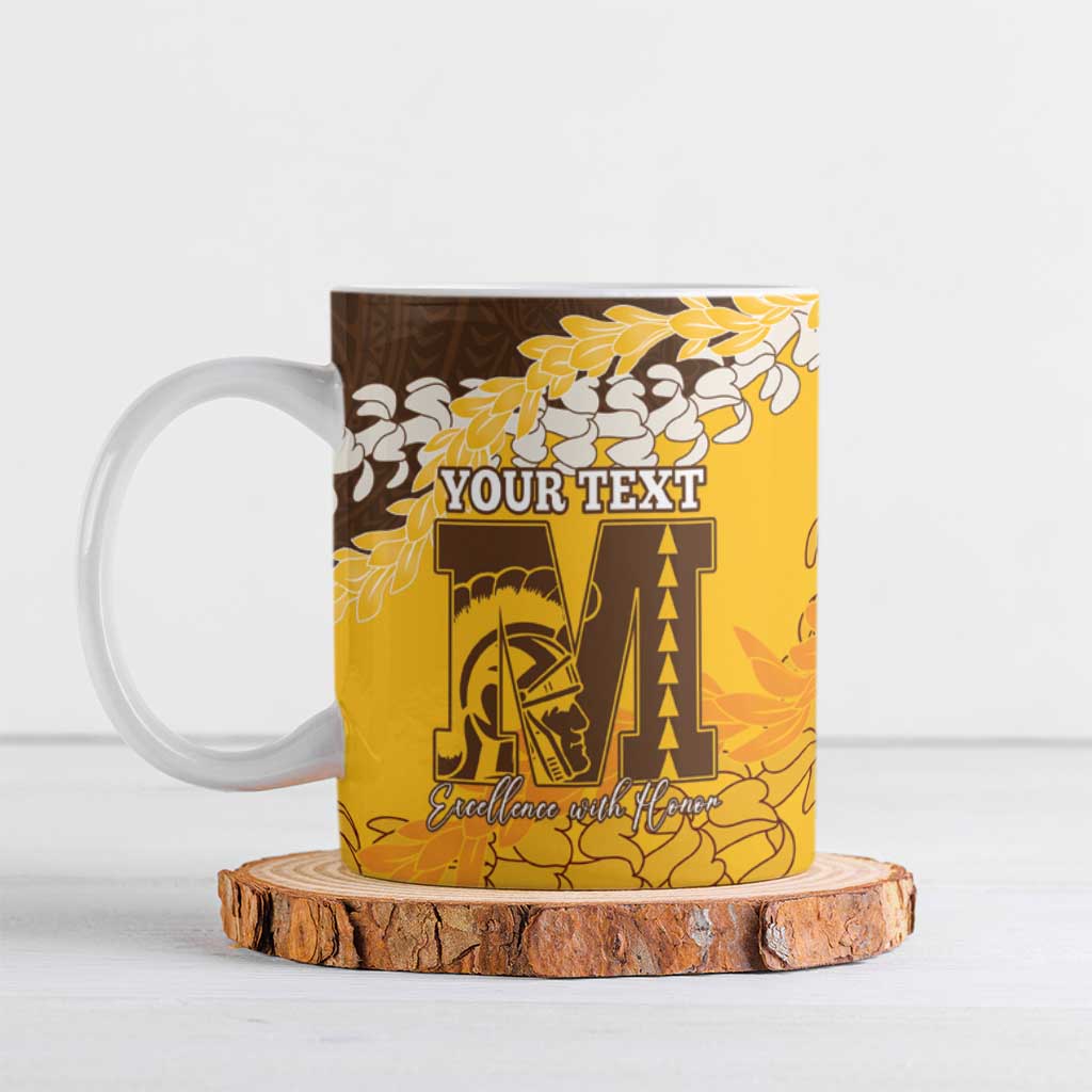 Personalized Mililani Hawaii High School Ceramic Mug Puakenikeni Lei Hawaiian Pattern LT14 Yellow - Polynesian Pride