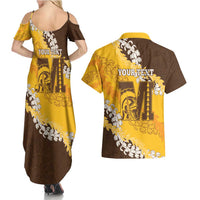 Personalized Mililani Hawaii High School Couples Matching Summer Maxi Dress and Hawaiian Shirt Puakenikeni Lei Hawaiian Pattern - Polynesian Pride