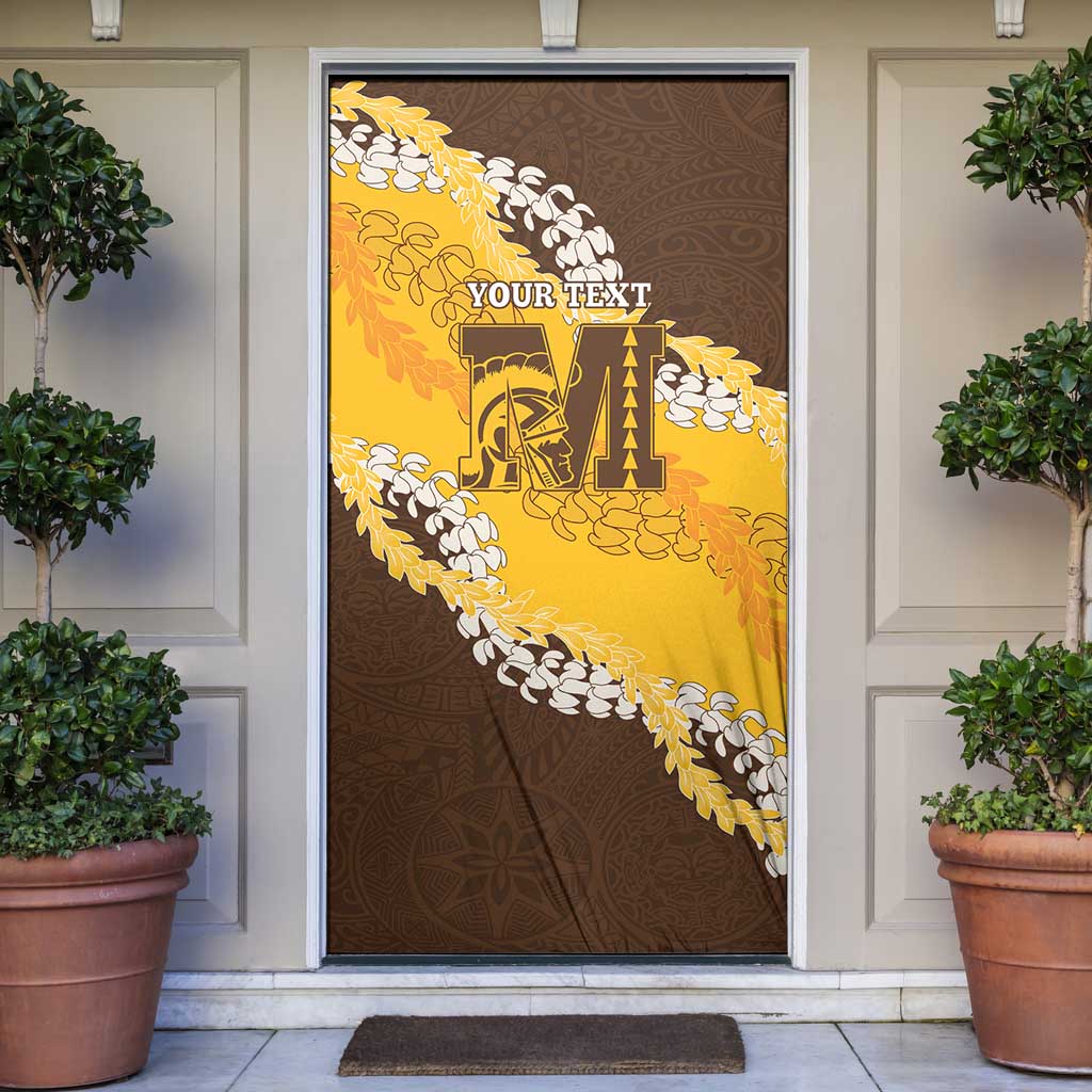 Personalized Mililani Hawaii High School Door Cover Puakenikeni Lei Hawaiian Pattern LT14 Yellow - Polynesian Pride