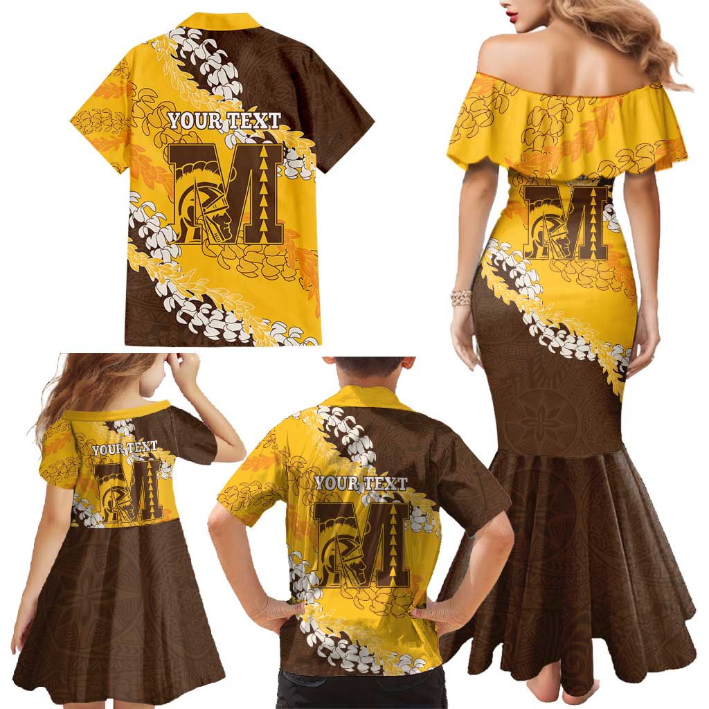 Personalized Mililani Hawaii High School Family Matching Mermaid Dress and Hawaiian Shirt Puakenikeni Lei Hawaiian Pattern - Polynesian Pride