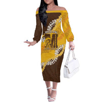 Personalized Mililani Hawaii High School Family Matching Off The Shoulder Long Sleeve Dress and Hawaiian Shirt Puakenikeni Lei Hawaiian Pattern - Polynesian Pride