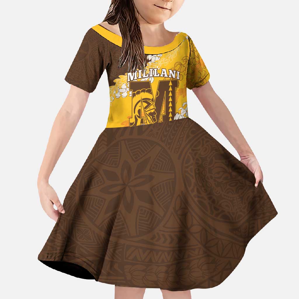 Personalized Mililani Hawaii High School Family Matching Off Shoulder Maxi Dress and Hawaiian Shirt Puakenikeni Lei Hawaiian Pattern - Polynesian Pride