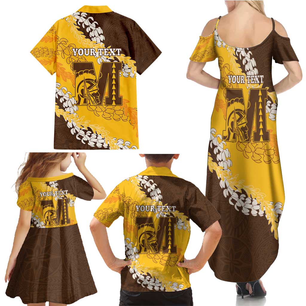 Personalized Mililani Hawaii High School Family Matching Summer Maxi Dress and Hawaiian Shirt Puakenikeni Lei Hawaiian Pattern - Polynesian Pride