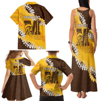 Personalized Mililani Hawaii High School Family Matching Tank Maxi Dress and Hawaiian Shirt Puakenikeni Lei Hawaiian Pattern - Polynesian Pride