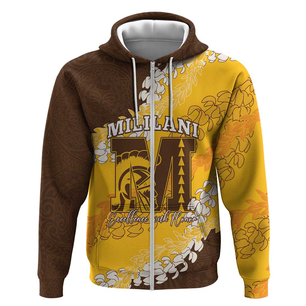Personalized Mililani Hawaii High School Hoodie Puakenikeni Lei Hawaiian Pattern - Polynesian Pride