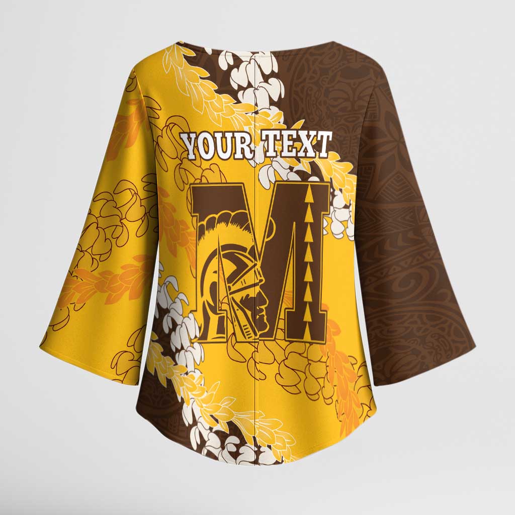 Personalized Mililani Hawaii High School Kimono Sleeve Blouse Puakenikeni Lei Hawaiian Pattern LT14 - Polynesian Pride