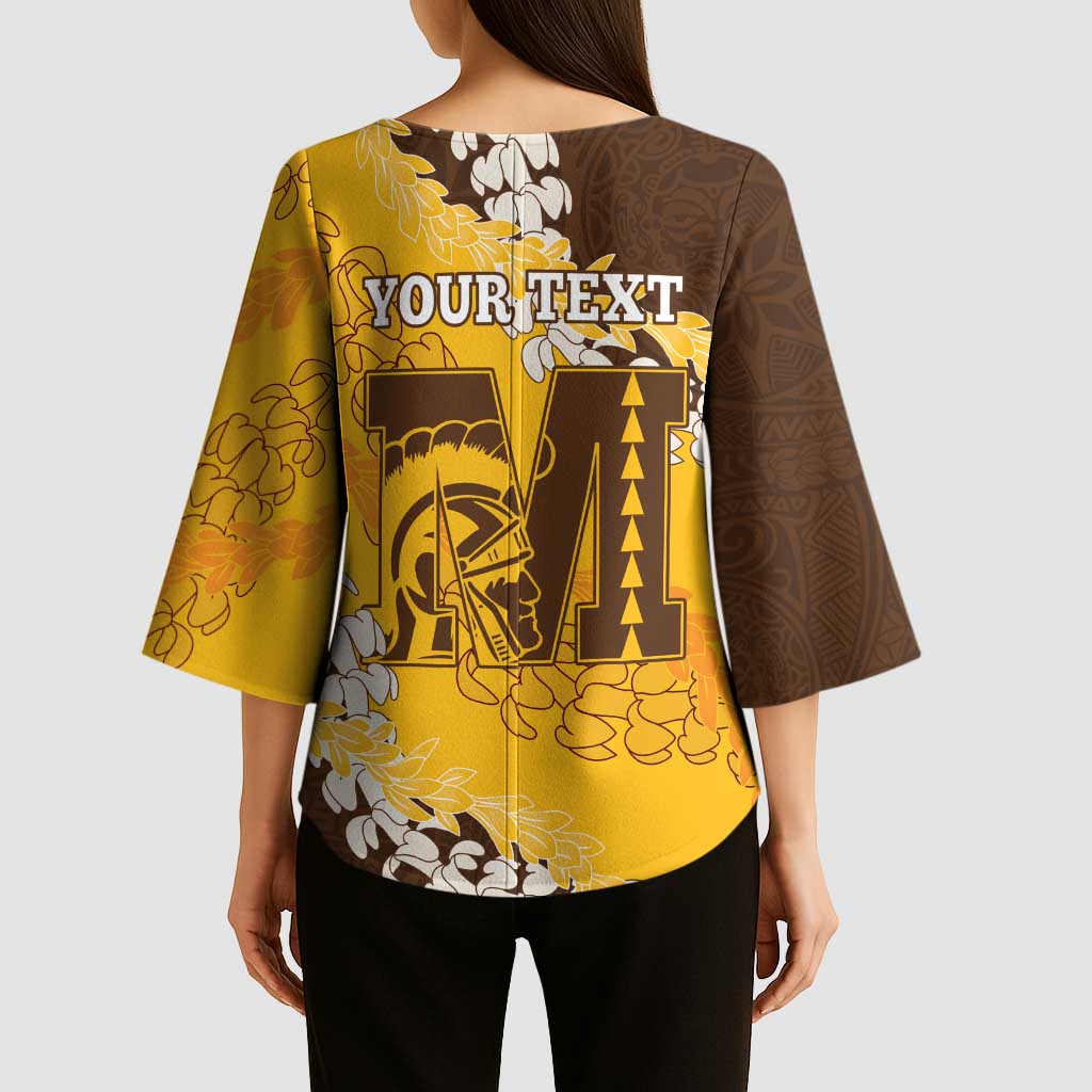 Personalized Mililani Hawaii High School Kimono Sleeve Blouse Puakenikeni Lei Hawaiian Pattern LT14 - Polynesian Pride