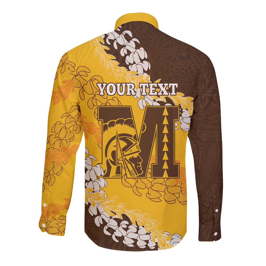 Personalized Mililani Hawaii High School Long Sleeve Button Shirt Puakenikeni Lei Hawaiian Pattern - Polynesian Pride