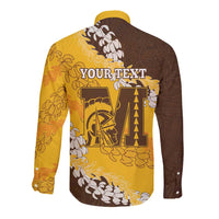 Personalized Mililani Hawaii High School Long Sleeve Button Shirt Puakenikeni Lei Hawaiian Pattern - Polynesian Pride