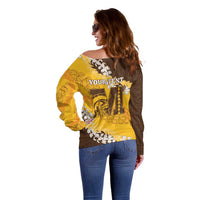 Personalized Mililani Hawaii High School Off Shoulder Sweater Puakenikeni Lei Hawaiian Pattern - Polynesian Pride
