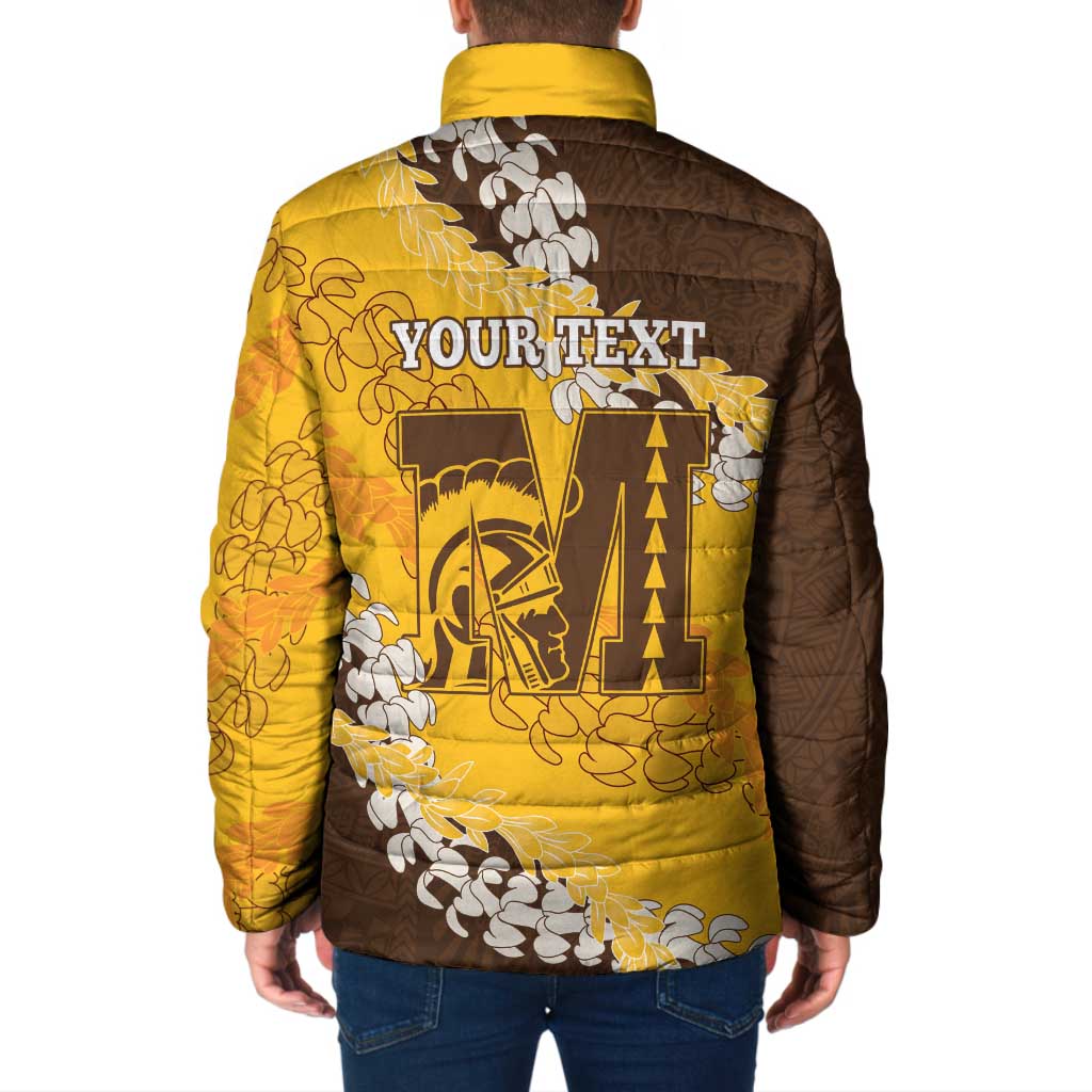 Personalized Mililani Hawaii High School Padded Jacket Puakenikeni Lei Hawaiian Pattern LT14 - Polynesian Pride