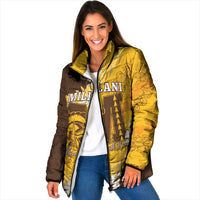 Personalized Mililani Hawaii High School Padded Jacket Puakenikeni Lei Hawaiian Pattern LT14 Women Yellow - Polynesian Pride