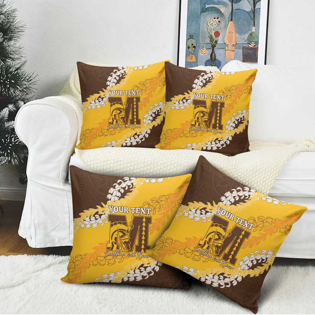 Personalized Mililani Hawaii High School Pillow Cover Puakenikeni Lei Hawaiian Pattern - Polynesian Pride
